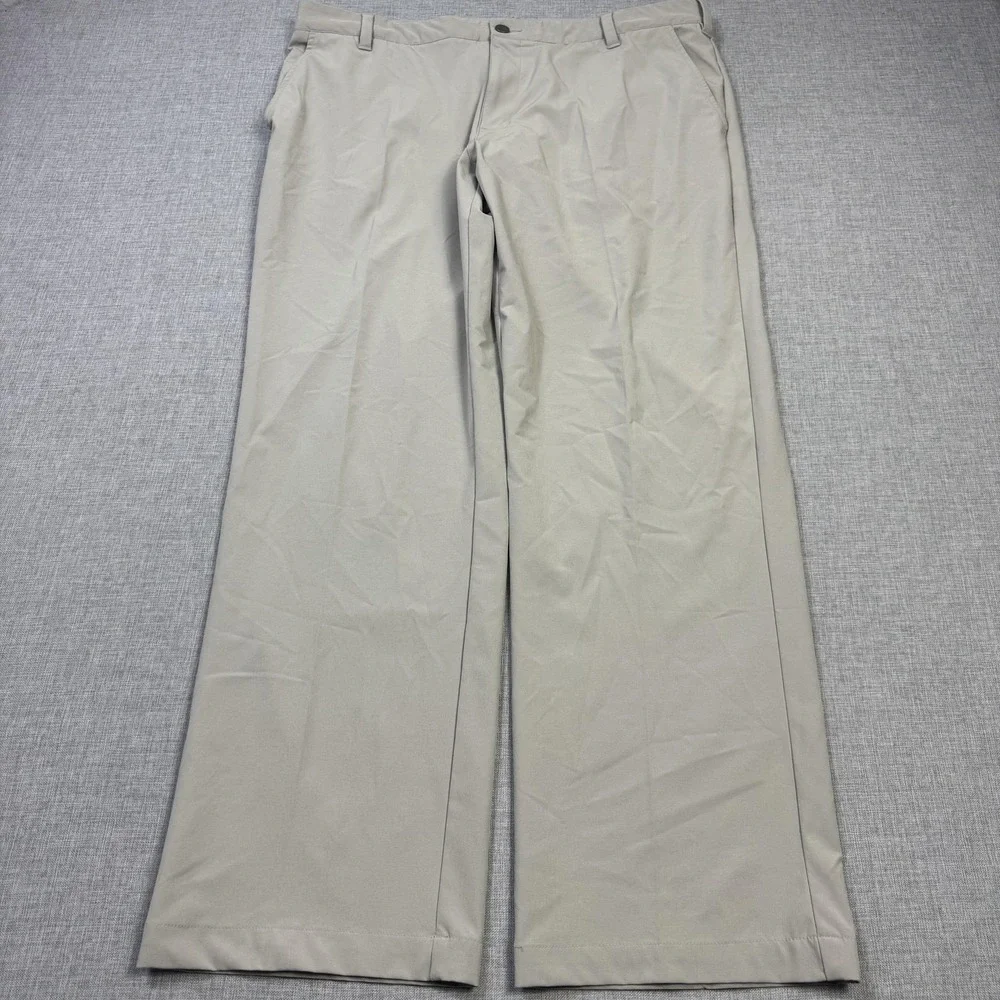 Adidas Golf Chino Pants Mens 38x30 Beige Stretch Flat Front Performance